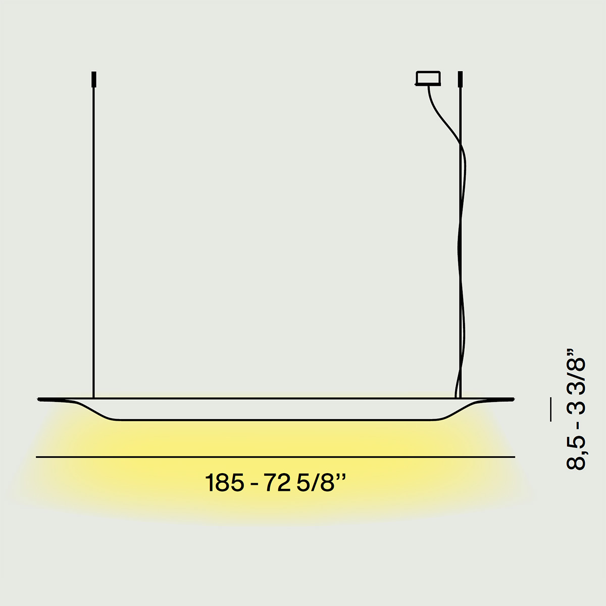 Foscarini Troag Media MyLight LED Sospensione, Maßzeichnung
