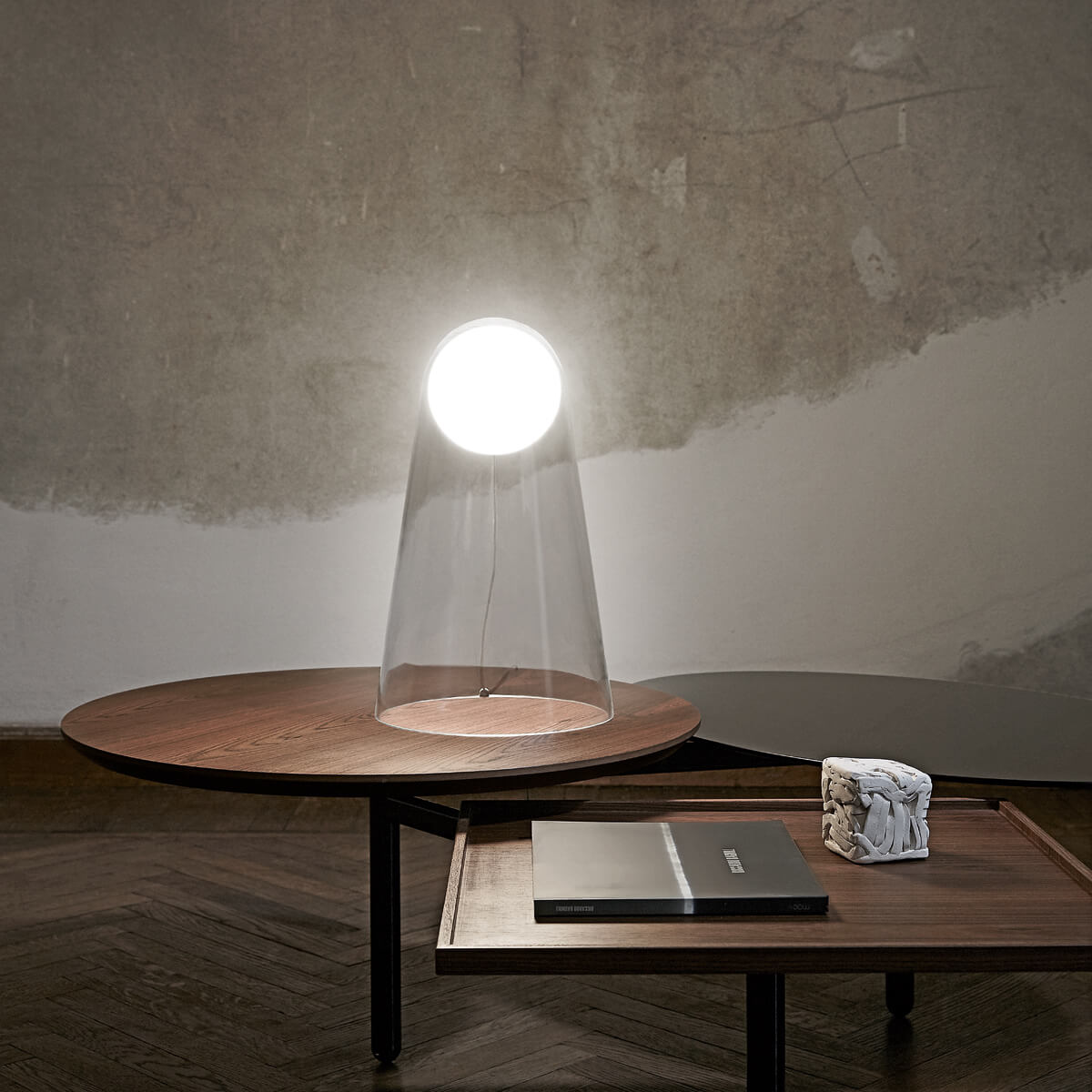 Foscarini Satellight LED Tavolo, Glas