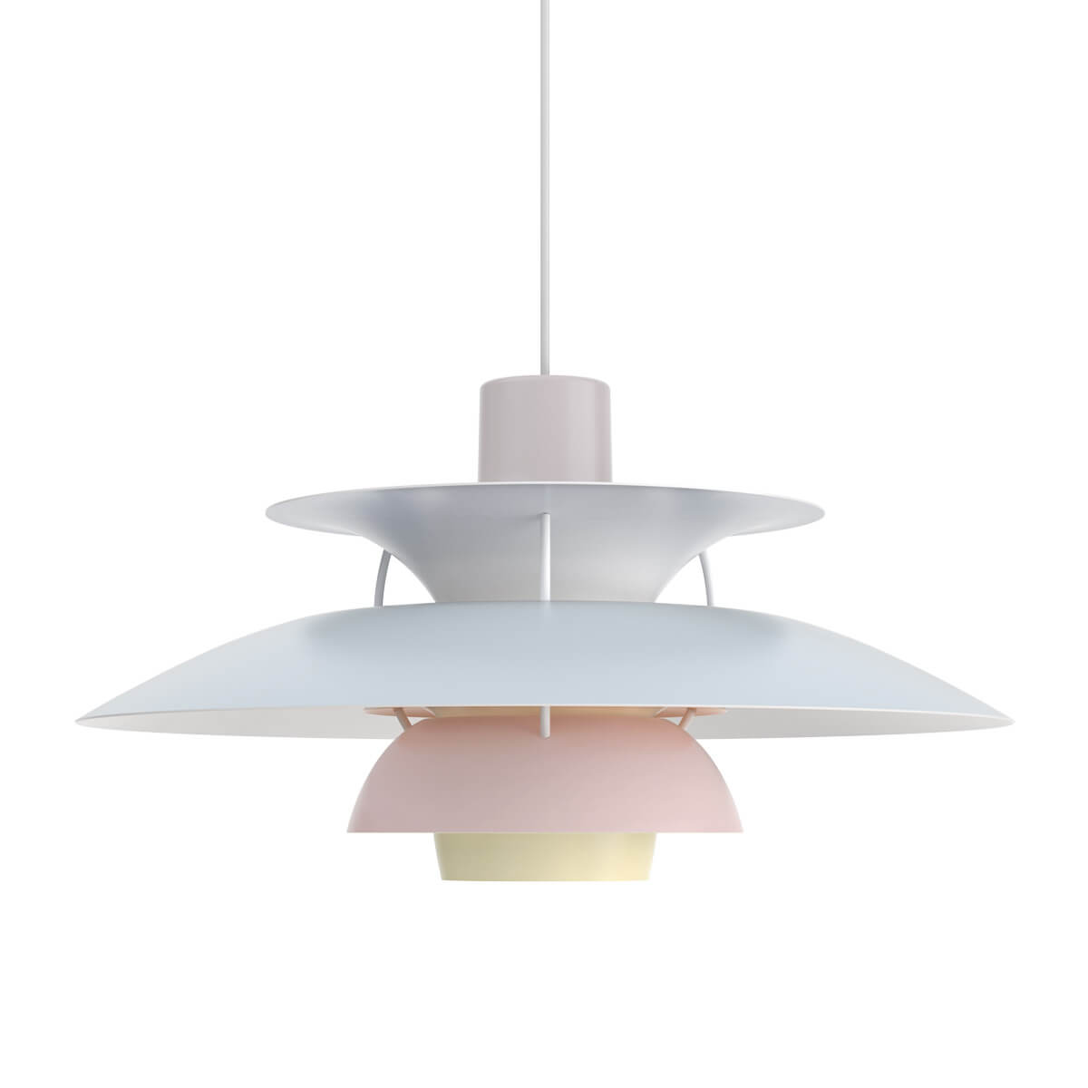 Louis Poulsen PH 5 Pastels Pendelleuchte, austerngrau / blau / rosa (ausgeschaltet)