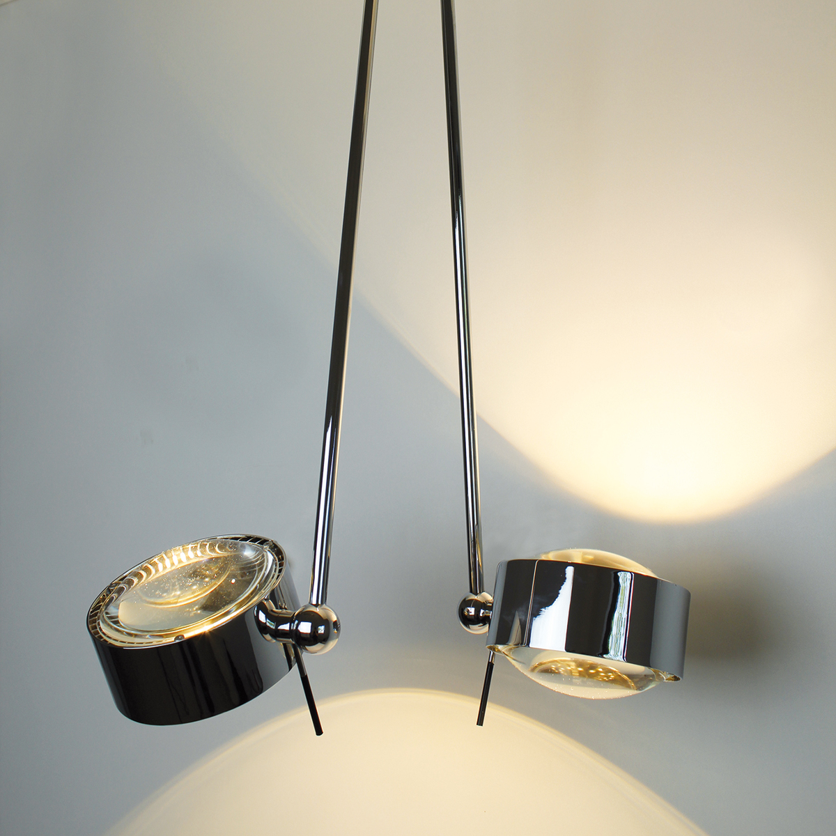 Top Light Puk Maxx Ceiling Sister Single LED, 100 cm, Chrom, mit Einsätzen Linse klar / Linse klar