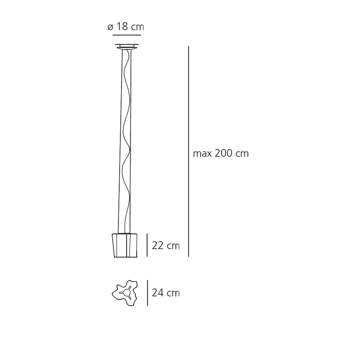 Artemide Logico Mini Sospensione, Singola, Maßzeichnung
