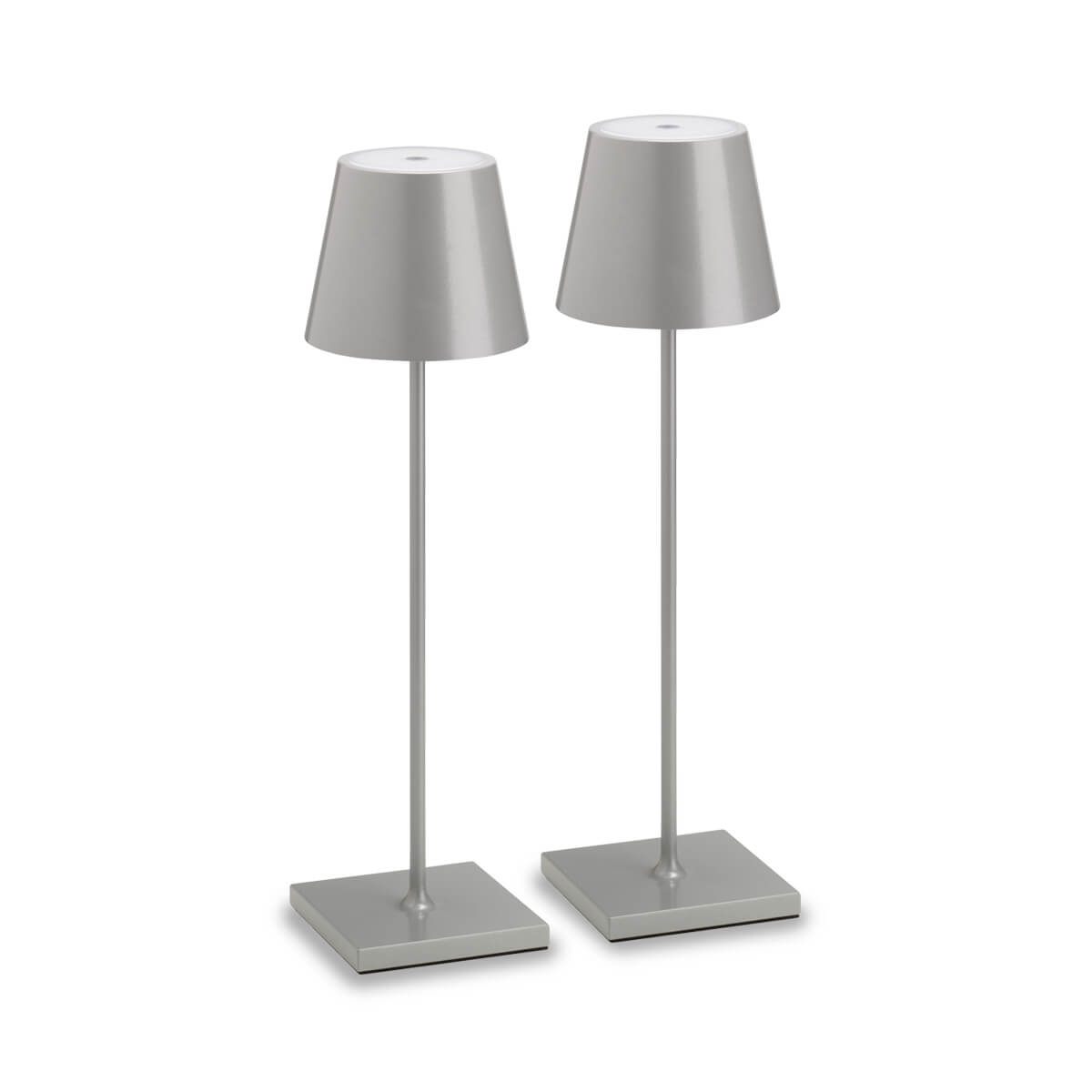LCD Außenleuchten 2er Set Outdoor LED Akku-Tischleuchte, Silber