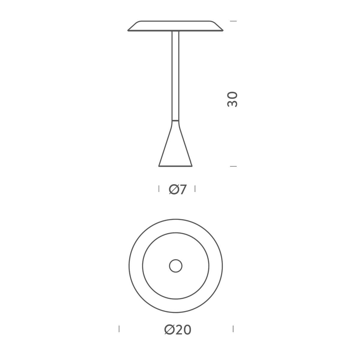 Nemo Panama Mini LED Tavolo, Maßzeichnung