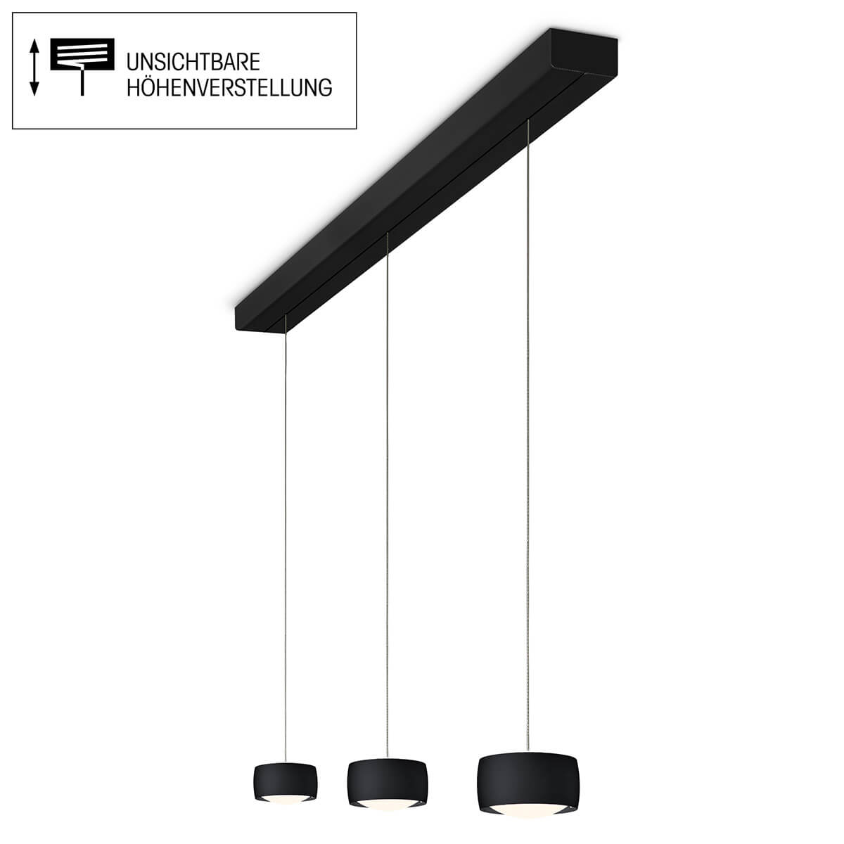 Grace Black Edition LED Pendelleuchte, 3-flg., TW, unsichtbare Höhenverstellung