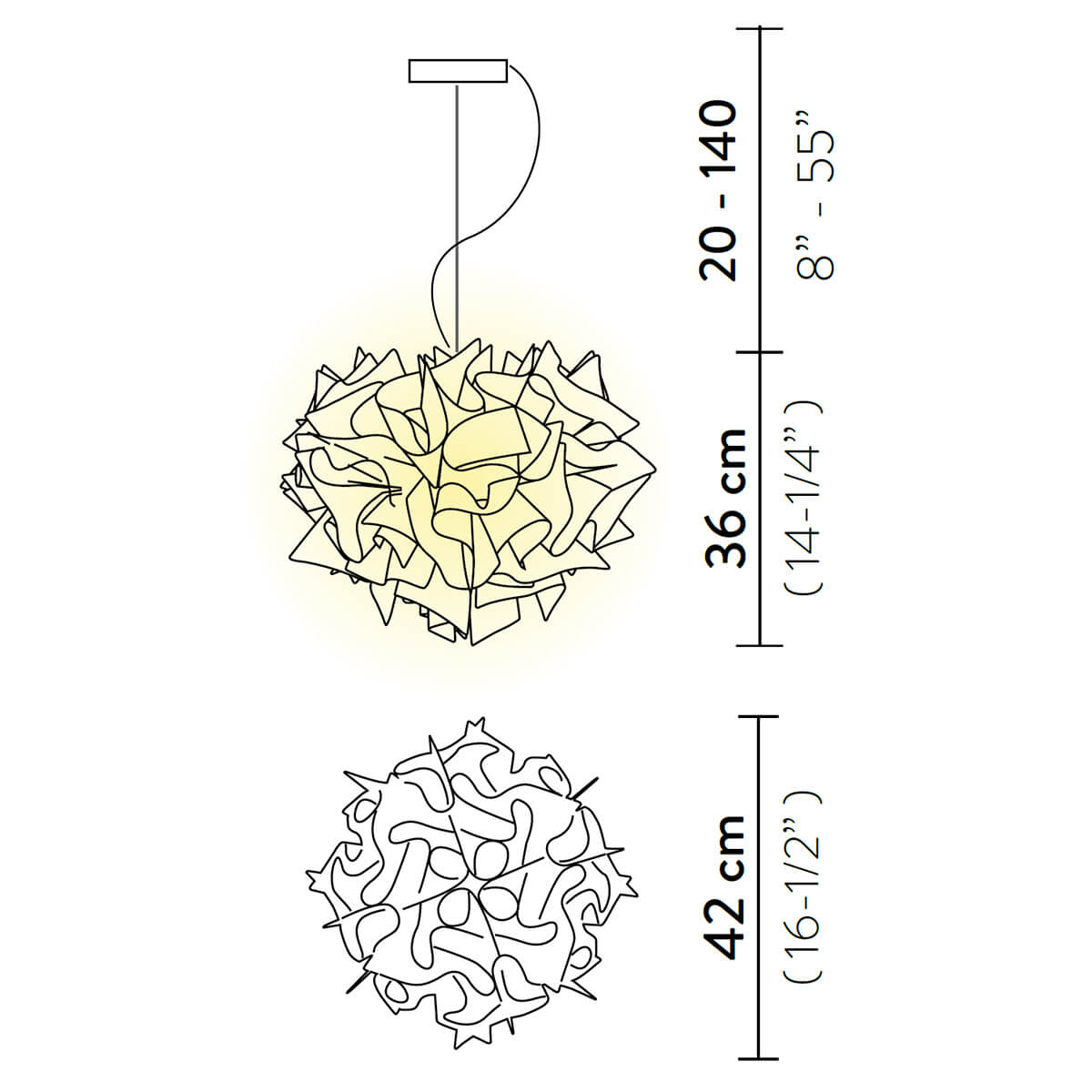Slamp Veli Aurea Suspension, Maßzeichnung