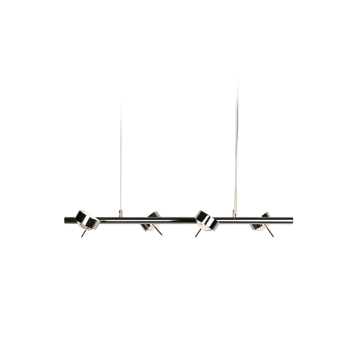 Top Light Puk Quartett Pendelleuchte, Chrom, mit Einsätzen Glas satiniert / Linse klar