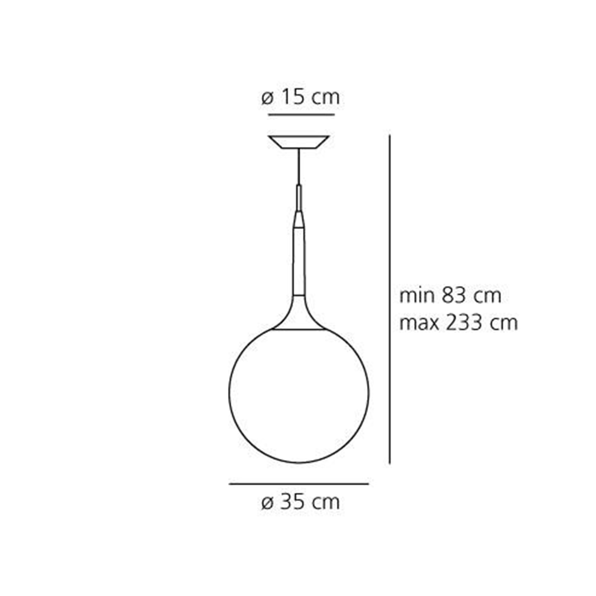 Artemide Design Castore Sospensione, Ø: 35 cm, weiß, Zeichnung