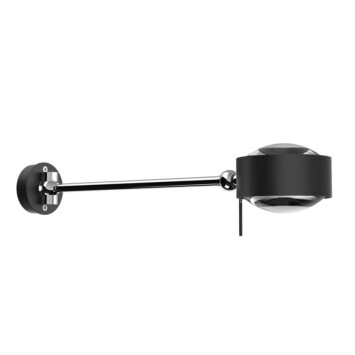 Top Light Puk Maxx Hotel Wandleuchte, 30 cm, Gehäuse, schwarz matt / Chrom, mit Linse klar / Linse klar (nicht inbegriffen)
