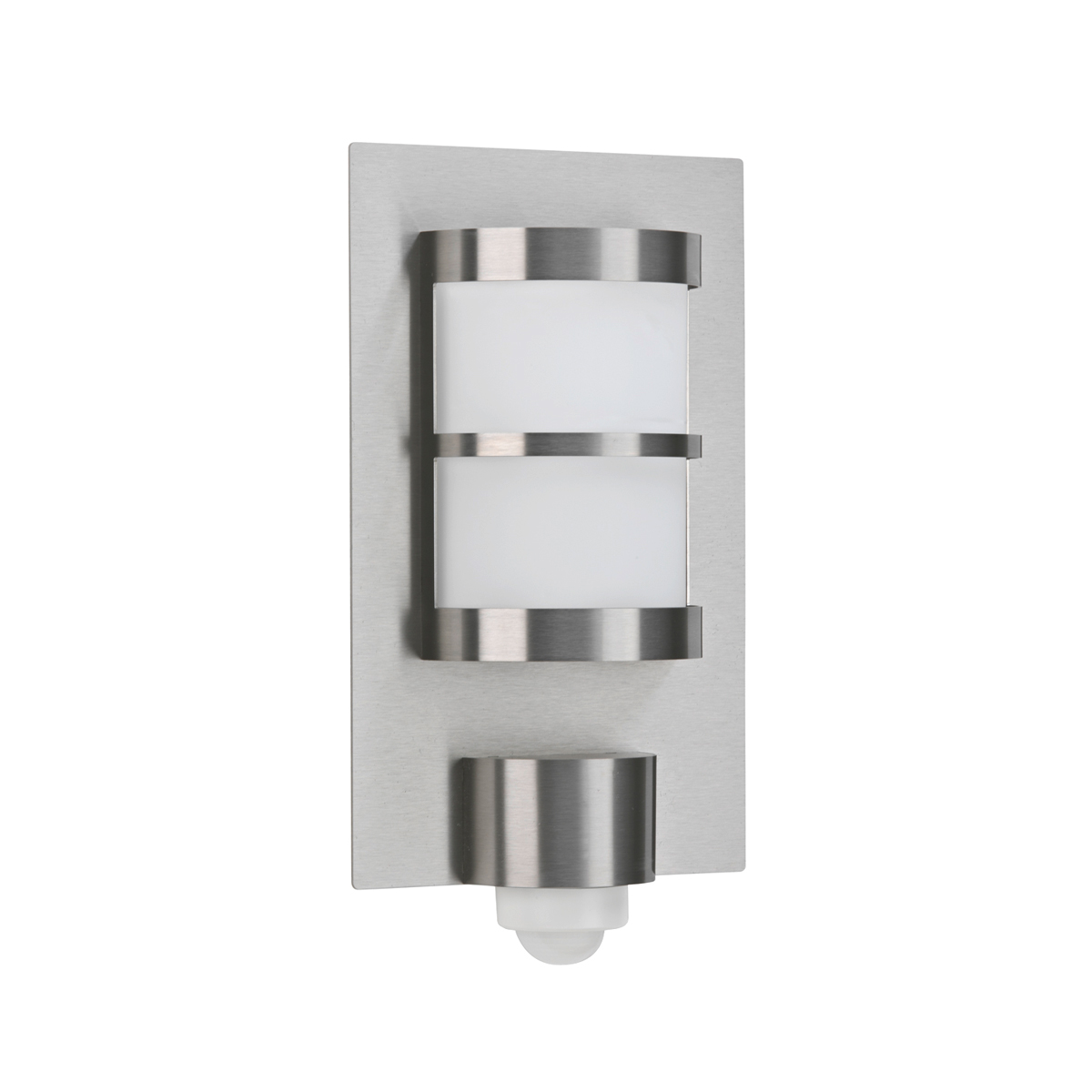 Albert Leuchten 6144 Außenwandleuchte mit Bewegungsmelder, Edelstahl, und G 107 Opalglas