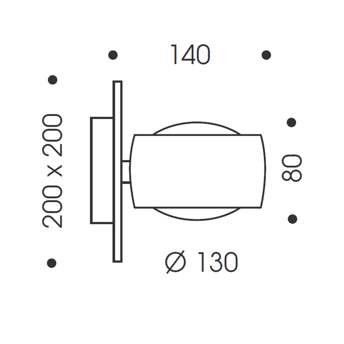 Oligo Grace Unlimited LED Wandleuchte, Schiefer Struktur, Tunable White, Maßzeichnung
