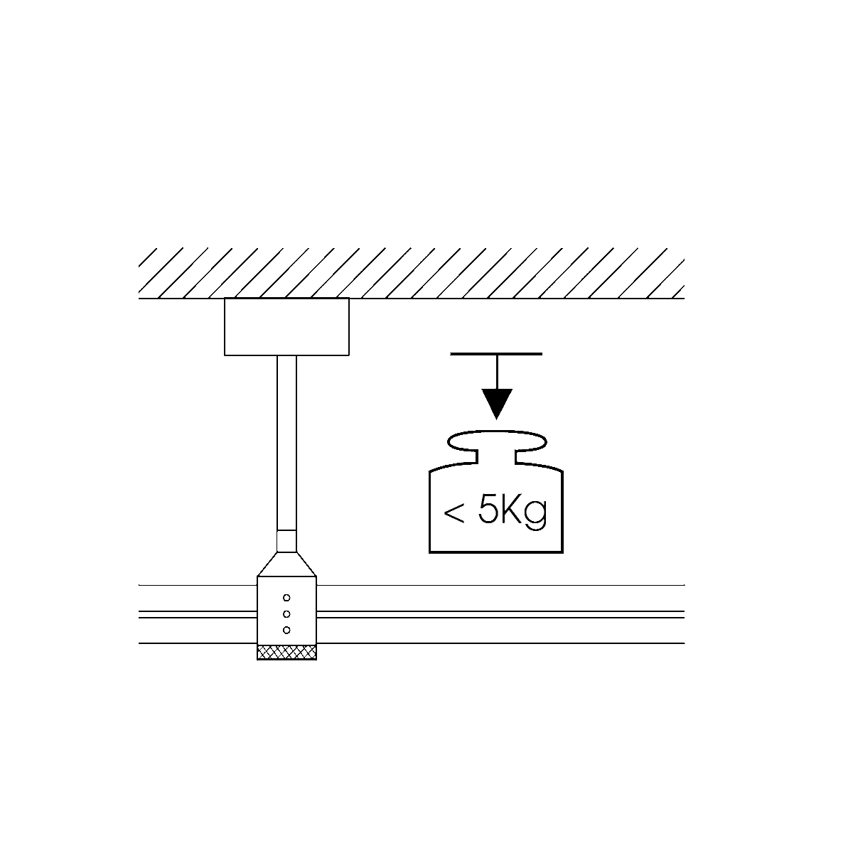 Oligo CHECK-IN System Deckeneinspeisung Typ A, Skizzierung