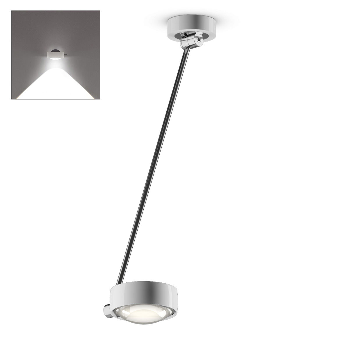 Occhio Sento C soffitto singolo up LED Deckenleuchte, 60 cm, 2700 K, Chrom / weiß glänzend