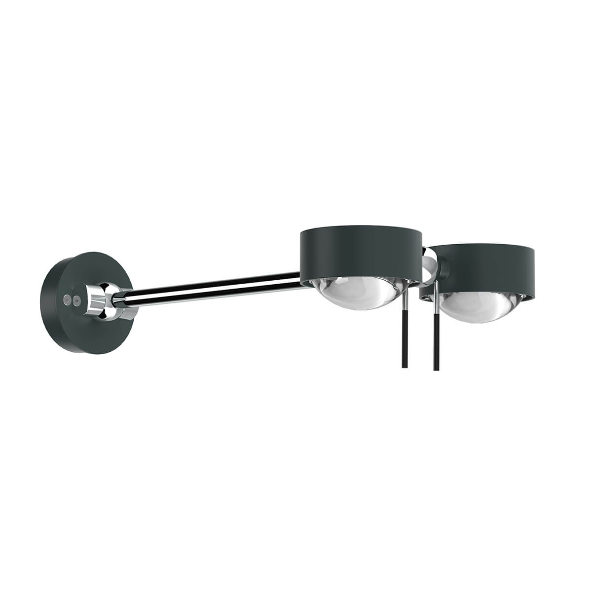 Top Light Puk Wing Twin Wand- / Deckenleuchte, 30 cm, Gehäuse, anthrazit / Chrom, mit Einsätzen Glas satiniert / Linse klar (Einsätze nicht inbegriffen)