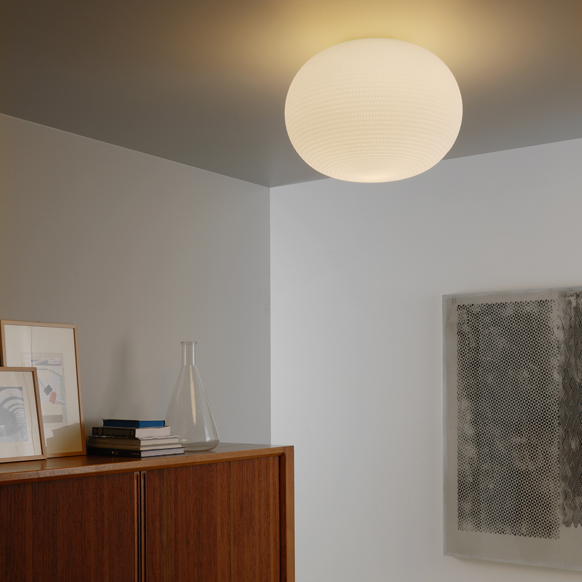 Fontana Arte Bianca Wand- / Deckenleuchte, Ø: 50 cm, weiß satiniert