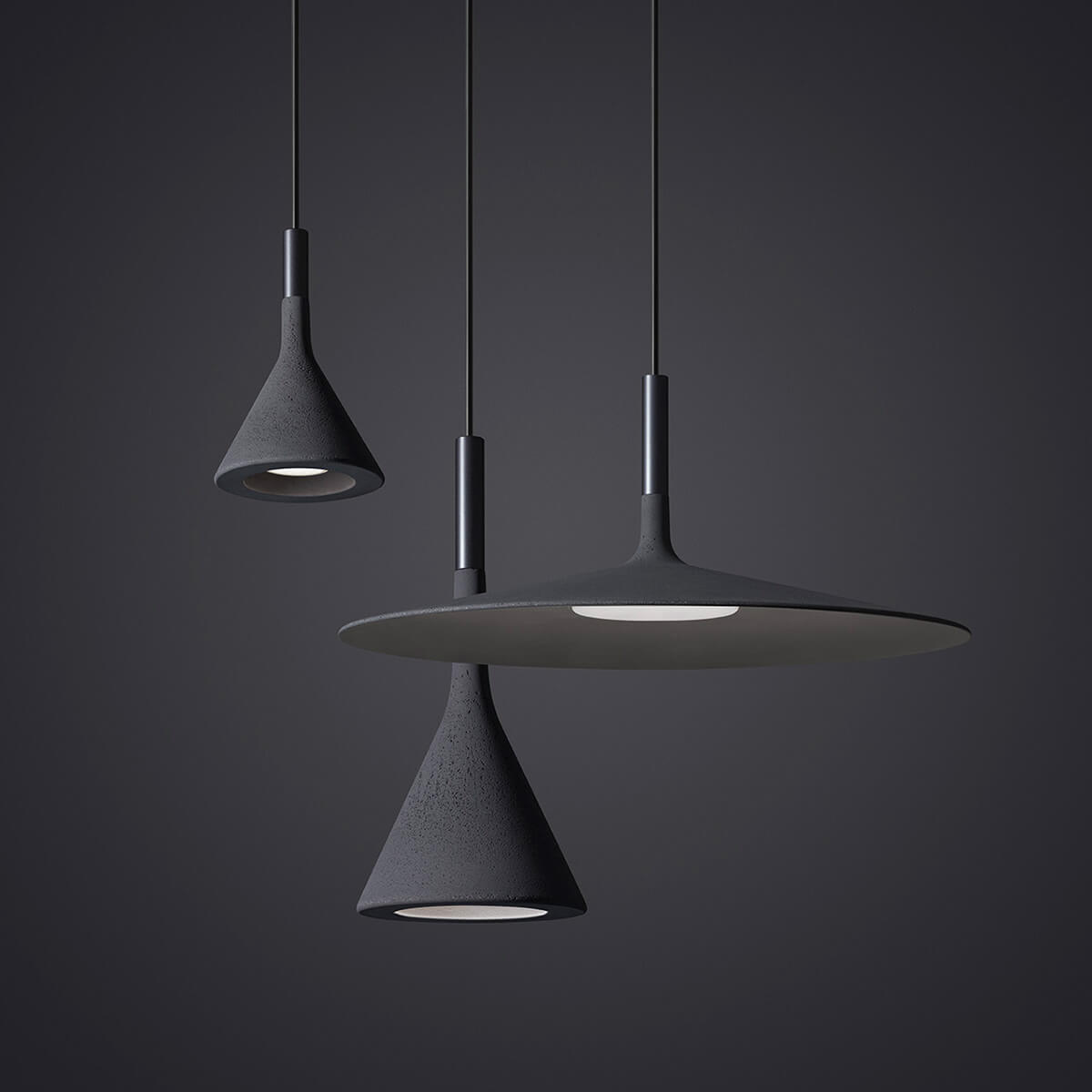 Foscarini Aplomb Sospensione, Aplomb Mini Sospensione und Aplomb Large LED Sospensione, antracite (anthrazit)
