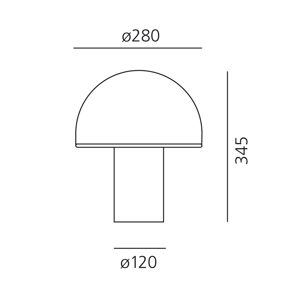Artemide Onfale Tavolo, medio, Maßzeichnung