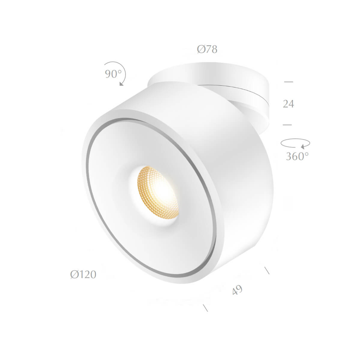 Bruck Vito 120 Spot 50° LV C LED Deckenaufbaustrahler, Maßzeichnung