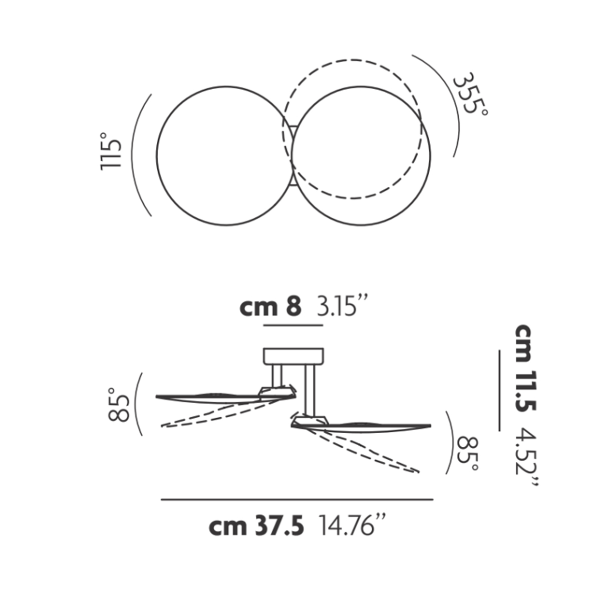 Lodes Puzzle Double Round LED Wand- / Deckenleuchte, Maßzeichnung