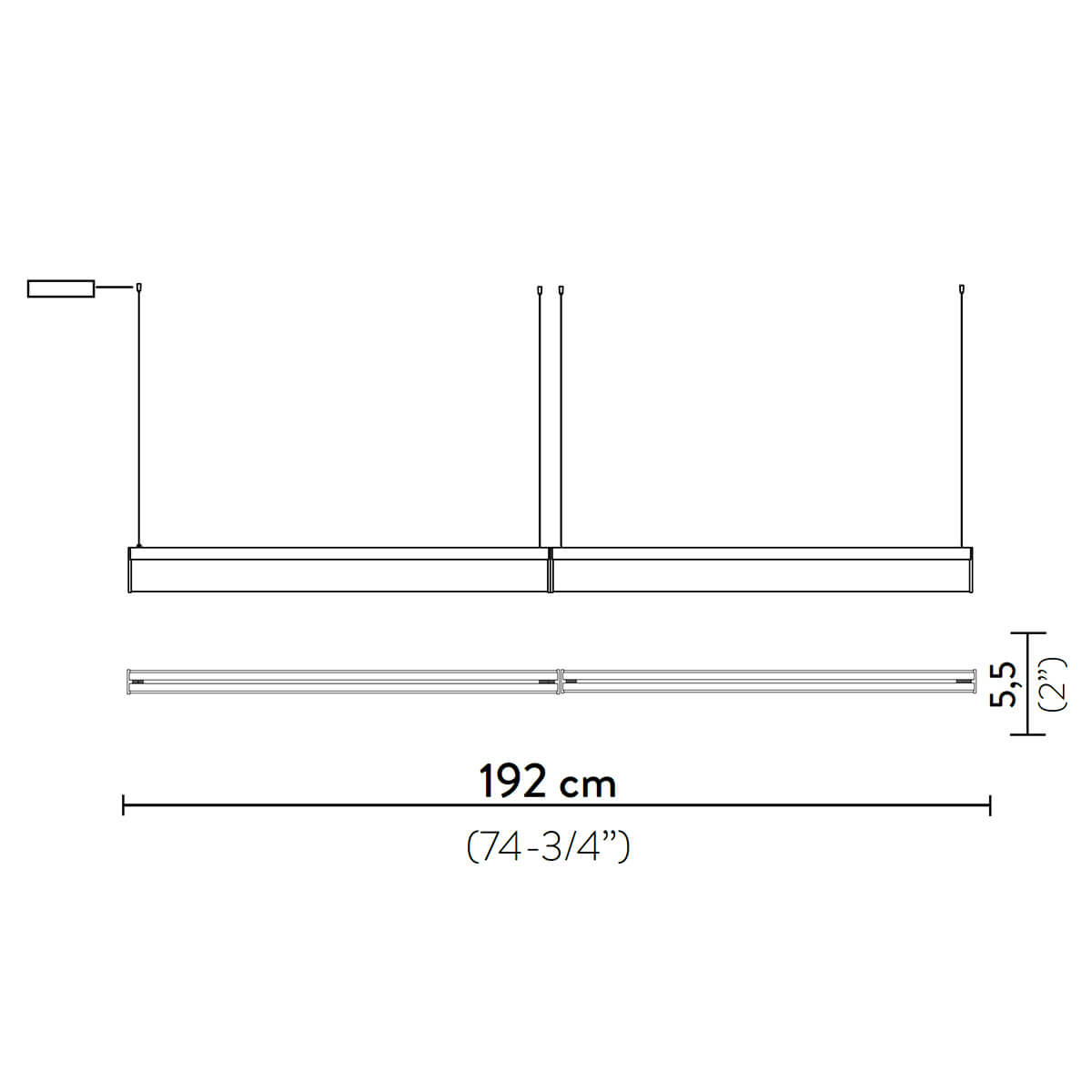 Slamp Modula Double LED Suspension, Maßzeichnung