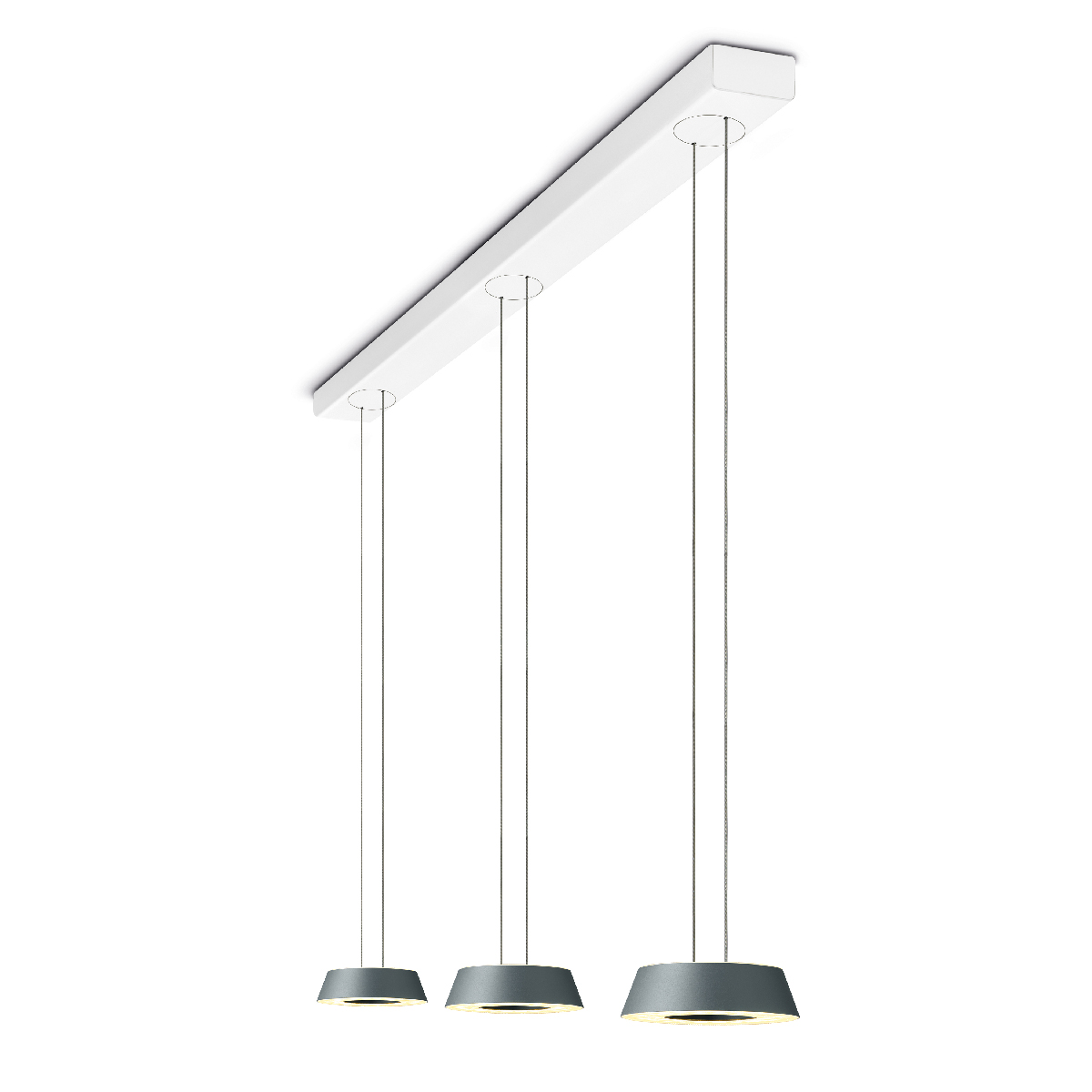 Oligo Glance LED Pendelleuchte, 3-flg., unsichtbare Höhenverstellung, grau matt