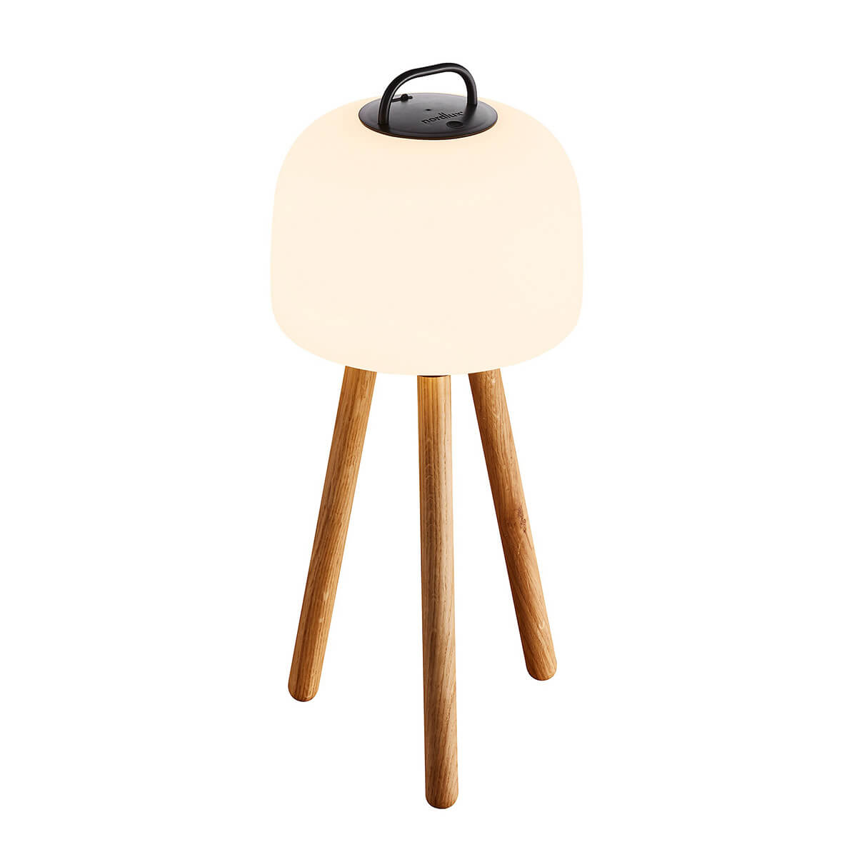 Nordlux Kettle To-Go 22 Akkutisch- / Pendelleuchte, schwarz, mit Kettle To-Go Tripod 31 Dreibein, Holz natur (nicht inbegriffen)