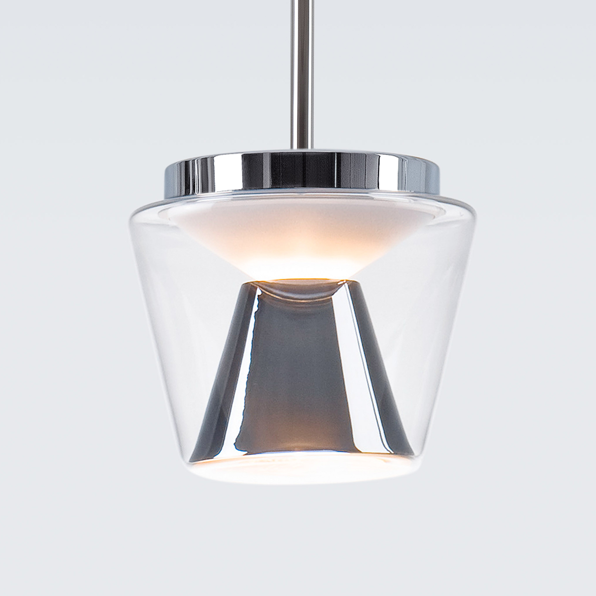Serien.lighting Annex Suspension Large LED Pendelleuchte, Schirm klar / verchromt