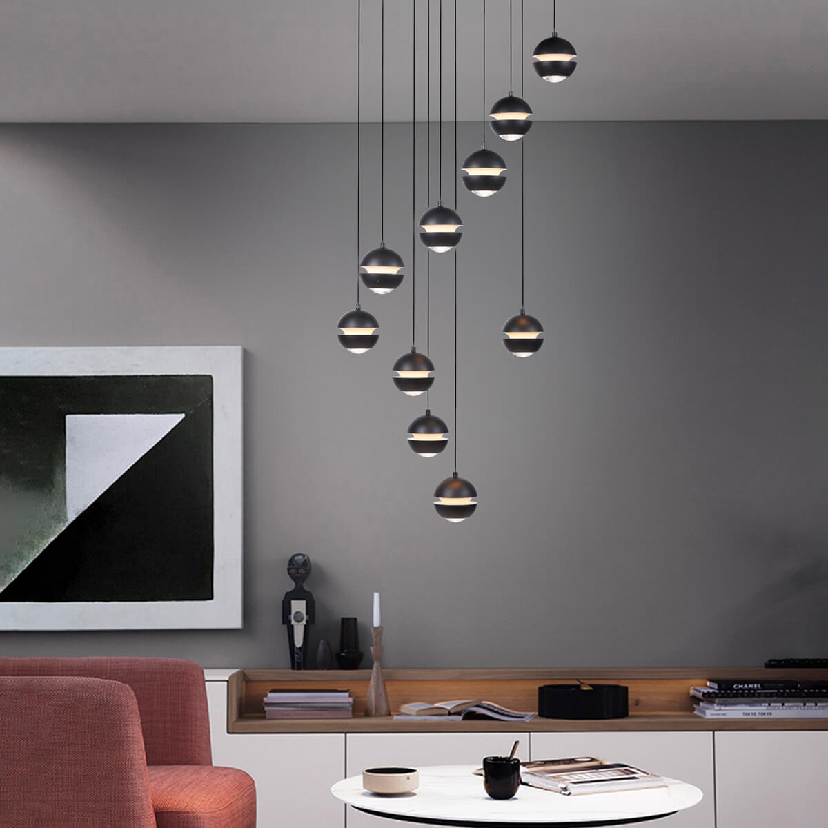 Lini LED Pendelleuchte, 10-flg.
