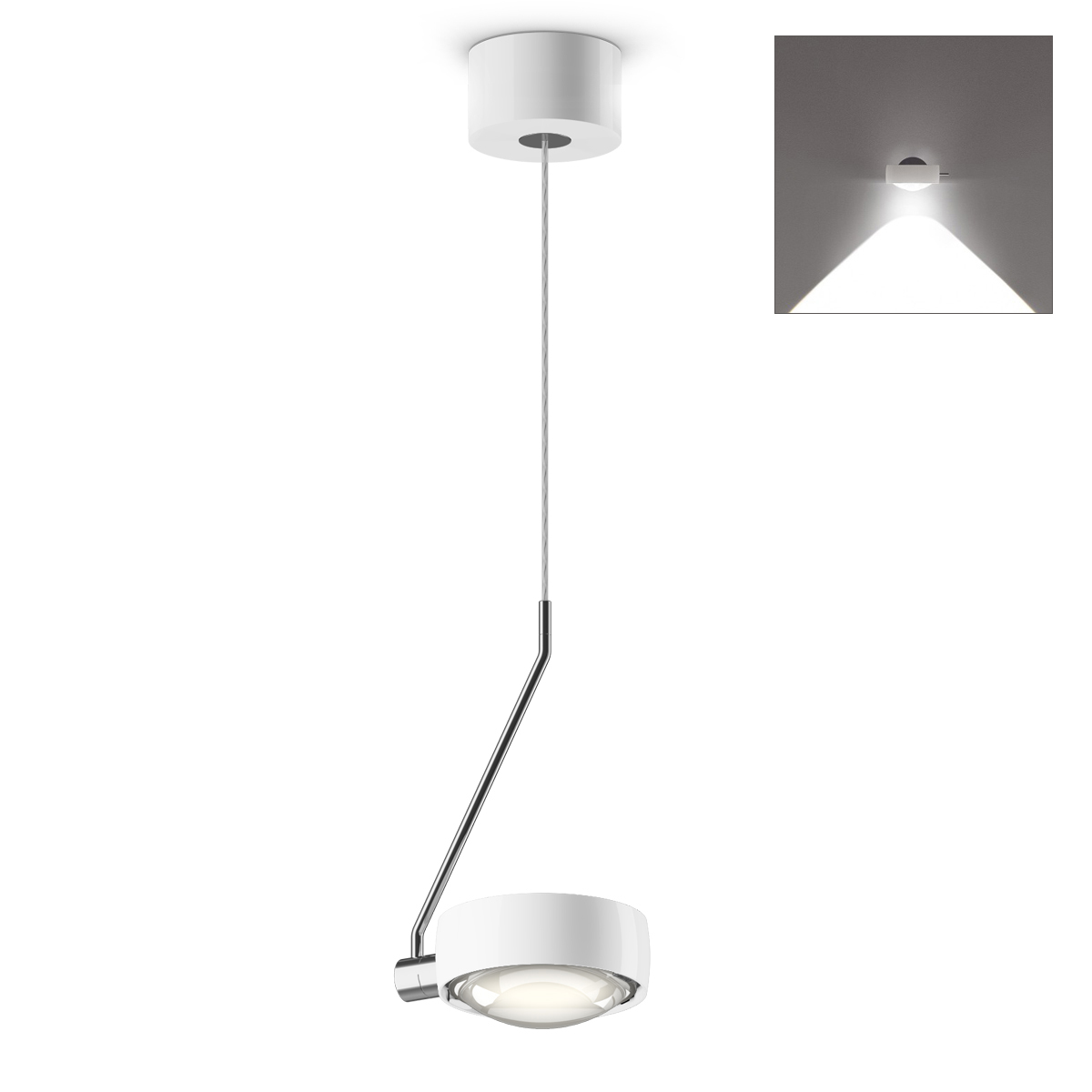 Occhio Sento C filo singolo var up LED Pendelleuchte, 2700 K, variabel, Chrom / weiß glänzend