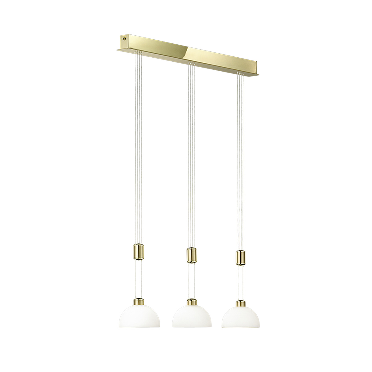 B+M Leuchten Moon II LED Pendelleuchte, 3-flg., Messing matt / poliert