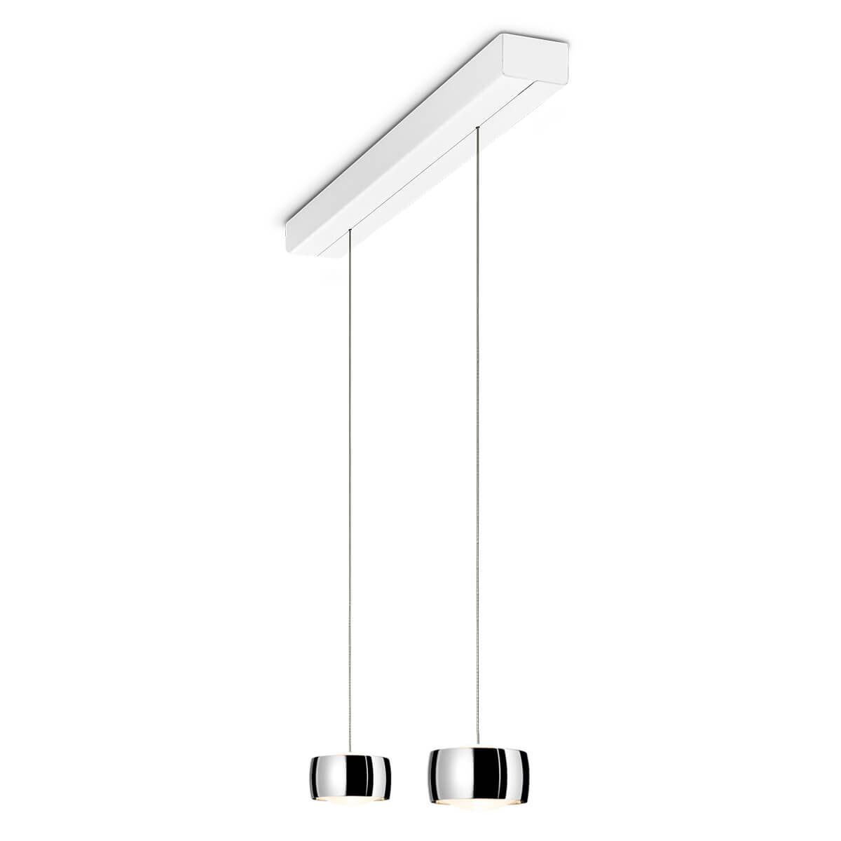Oligo Grace LED Pendelleuchte, 2-flg., TW, unsichtbare Höhenverstellung, Baldachin: weiß matt, Chrom