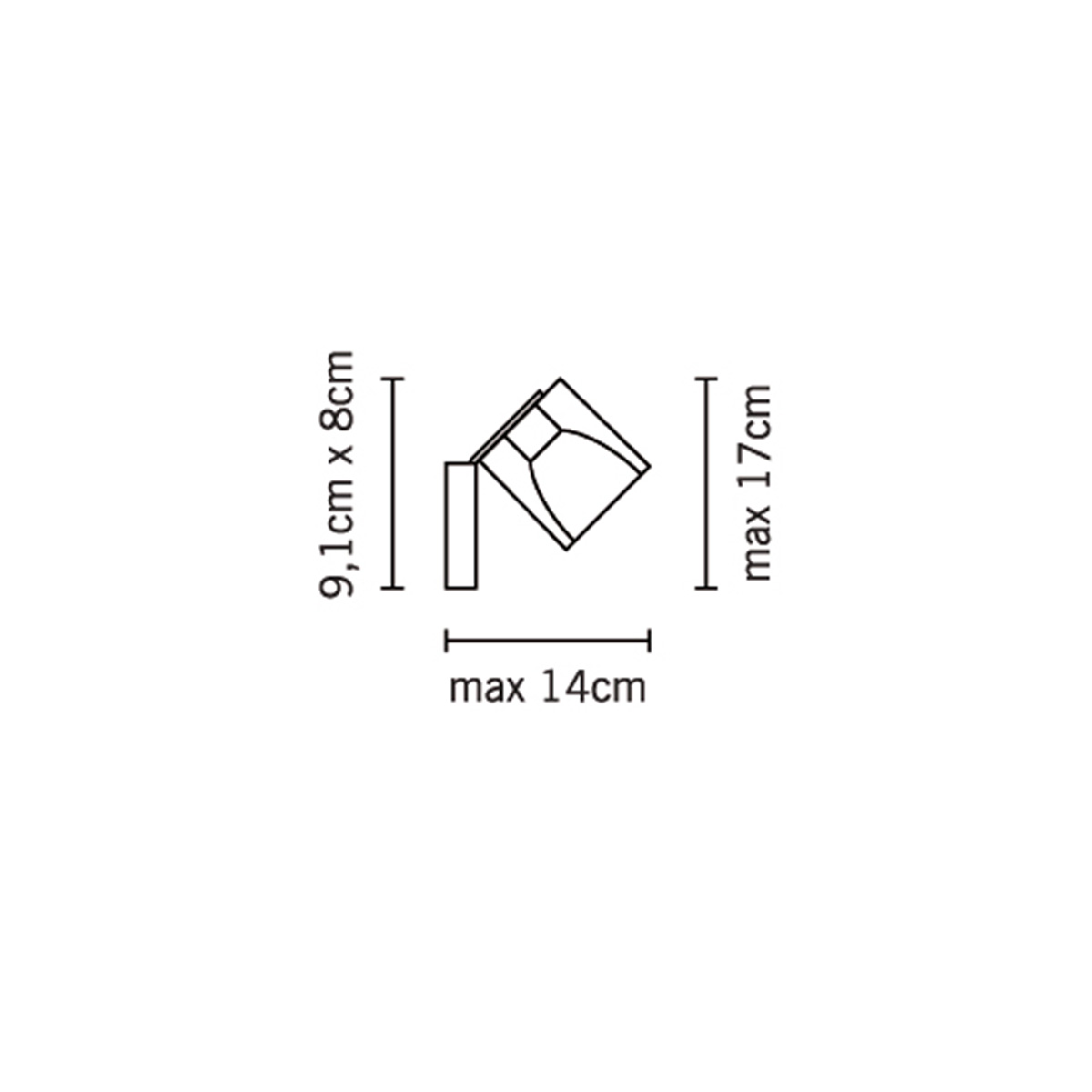 Fabbian Cubetto Wand- / Deckenleuchte, kippbar, Maßzeichnung