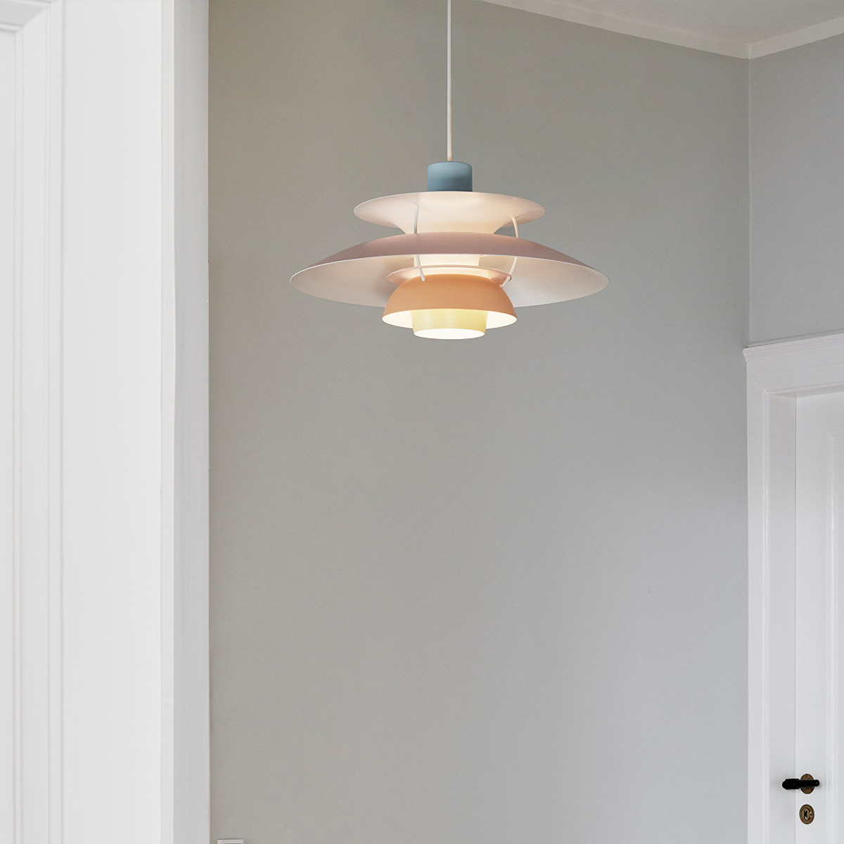 Louis Poulsen PH 5 Pastels Pendelleuchte, blau / rosa / pfirsich