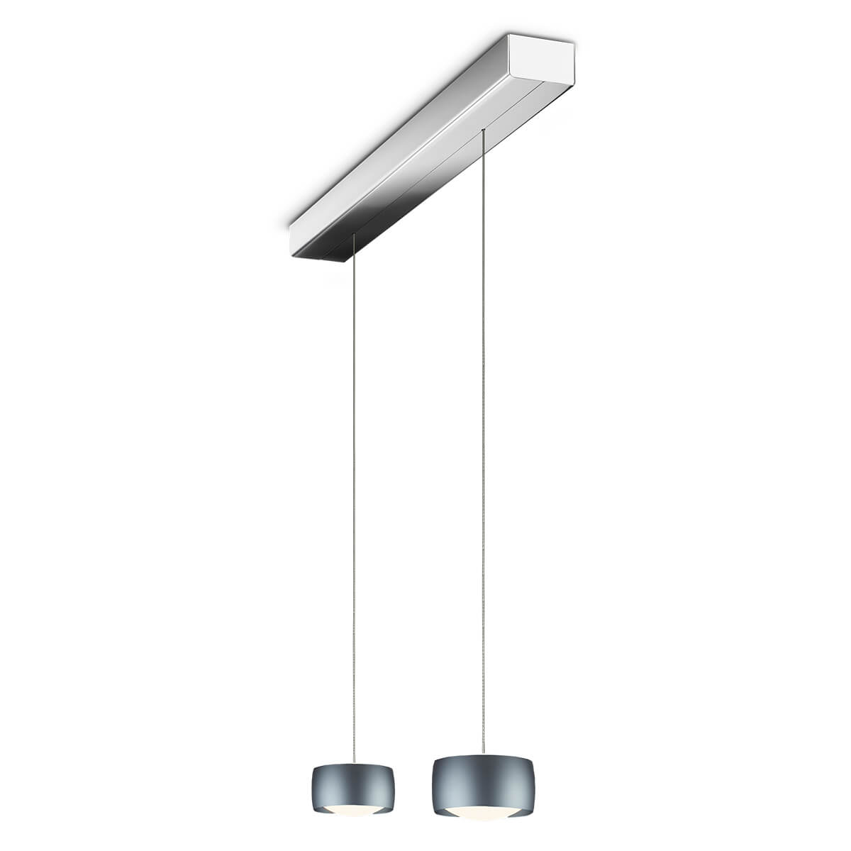 Oligo Grace LED Pendelleuchte, 2-flg., TW, unsichtbare Höhenverstellung, Baldachin: Chrom, Basalt