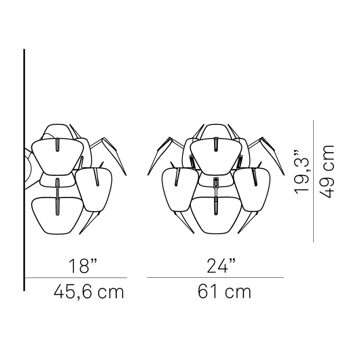 Luceplan Hope Parete, Höhe: 49 cm, Maßzeichnung