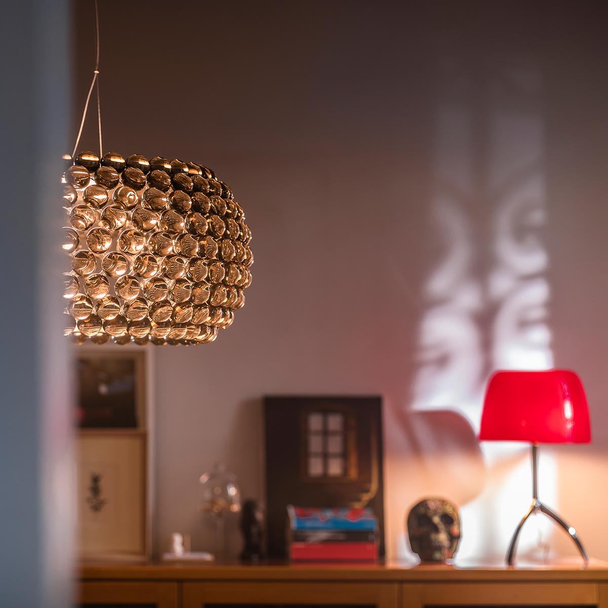 Foscarini Caboche Plus Grande LED Sospensione, grau