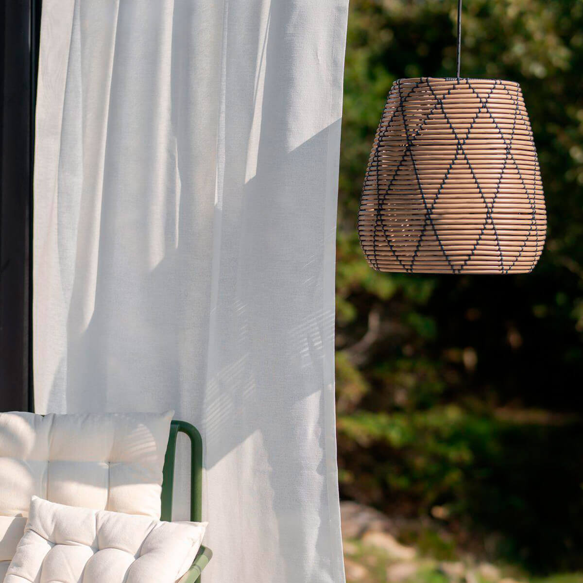 PR Home Lollo Outdoor Pendelleuchte, Ø: 38 cm, natur / schwarz