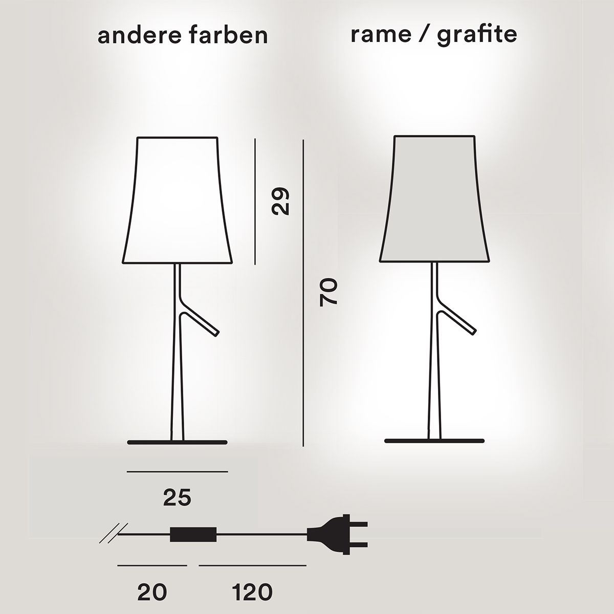 Foscarini Birdie Grande Tavolo, Maßzeichnung