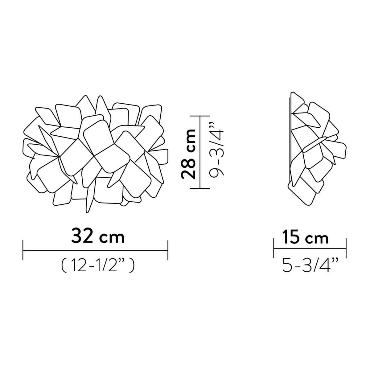 Slamp Clizia Mama non Mama Applique, Maßzeichnung