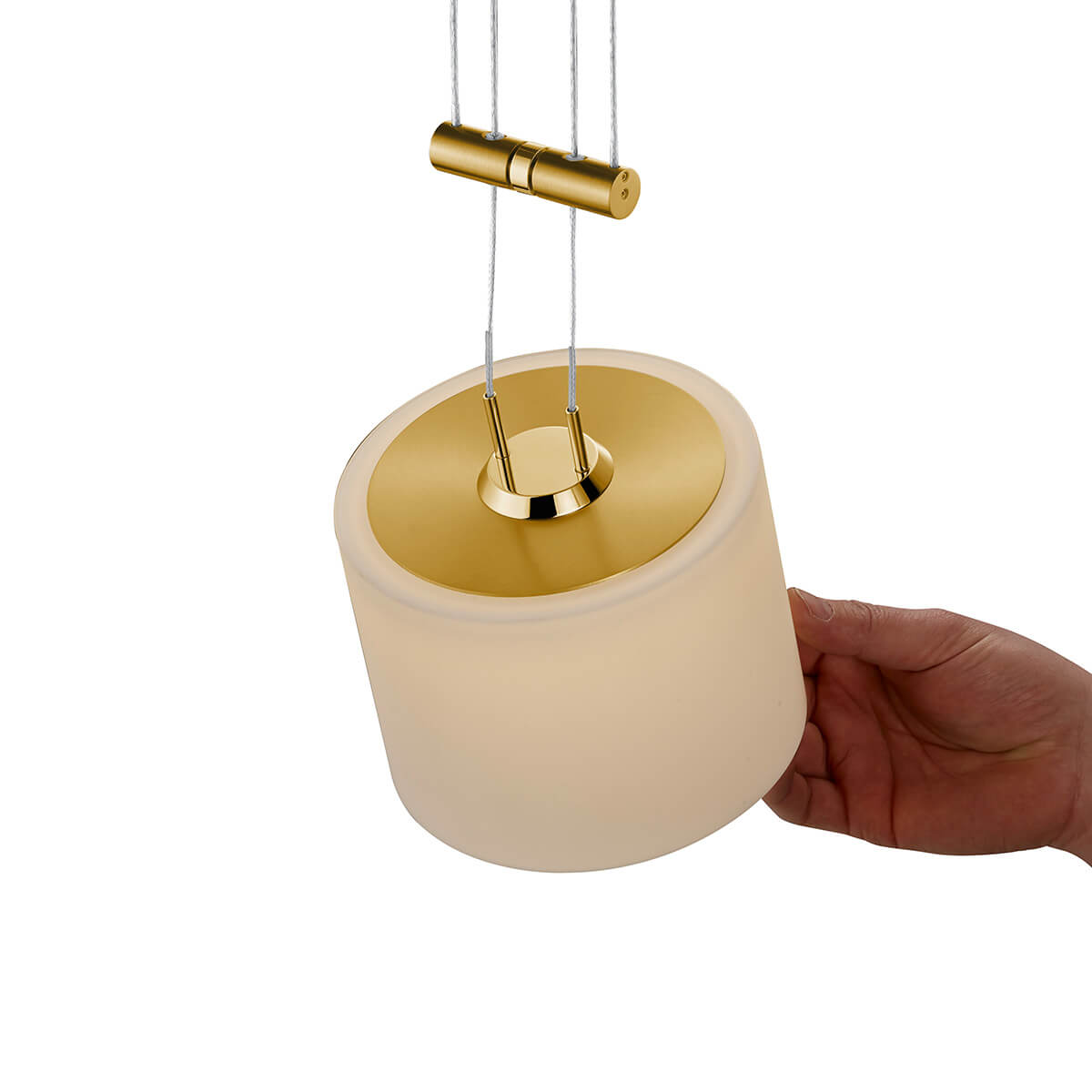 Bankamp Grazia LED Pendelleuchte, 3-flg., Messing matt / blank, Vertical-dim-Funktion