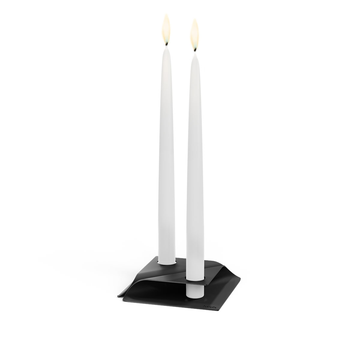Höfats Square Candle Kerzenhalter, 2 Stück, schwarz, mit Kerzen (nicht inbegriffen)