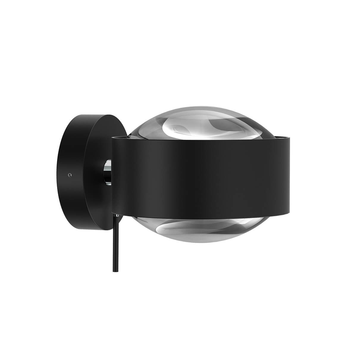 Top Light Puk Maxx Wall + Wandleuchte, Gehäuse, schwarz matt / Chrom, mit Linse klar / Linse klar (nicht inbegriffen)
