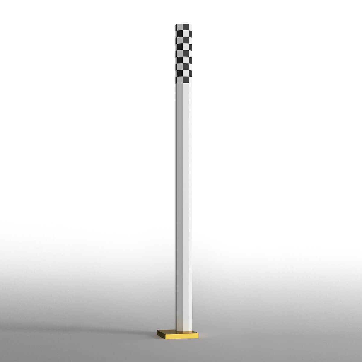 Rotaliana Ciminiere D'italia F2 LED Stehleuchte, Struktur: Weiß / Schachmuster, Basis: Gold glänzend