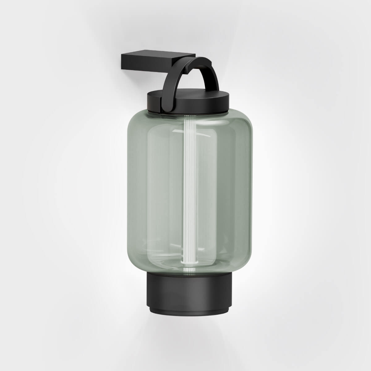 IP44.DE Qu LED Akkuleuchte mit Hook Wandhalterung, jet black (schwarz), Glas: Jade