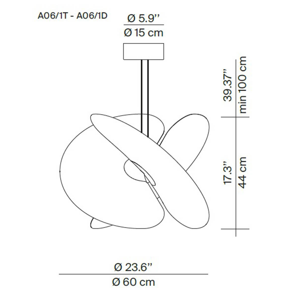 Luveplan Levante LED Sospensione, Ø: 62 cm, Maßzeichnung