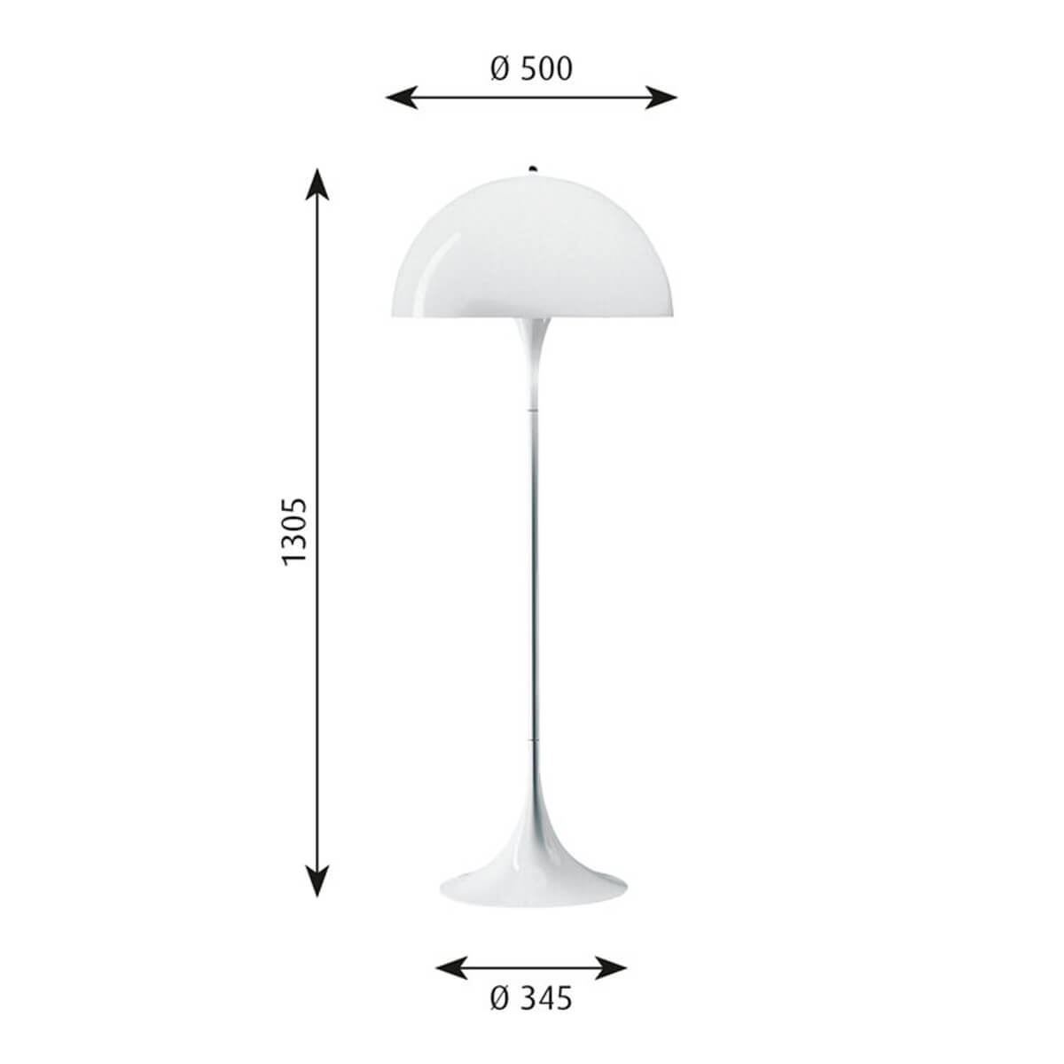 Louis Poulsen Panthella Stehleuchte, Maßzeichnung – Design by Verner Panton
