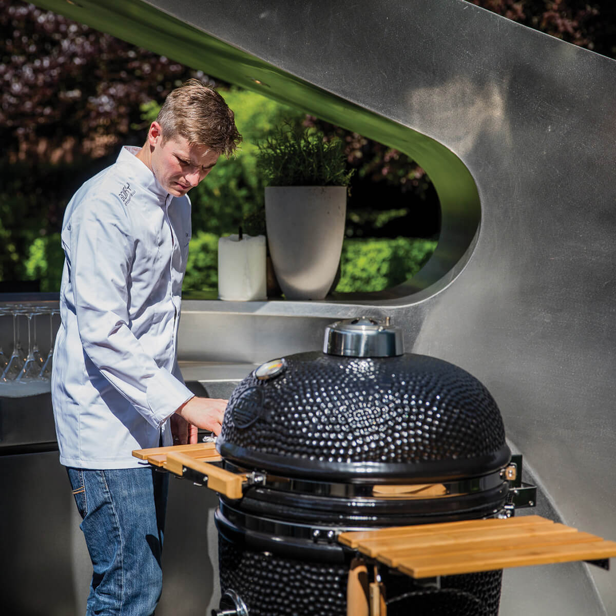 Yakiniku Kamado Grill inkl. Ständer, Seitentischen & Pro Set, 22'' XLarge, 56 cm Grillfläche
