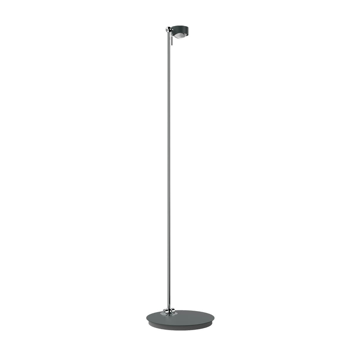 Top Light Puk Mini Floor Mini Single Stehleuchte, Gehäuse, anthrazit matt / Chrom, mit Linse klar / Glas satiniert (nicht inbegriffen)