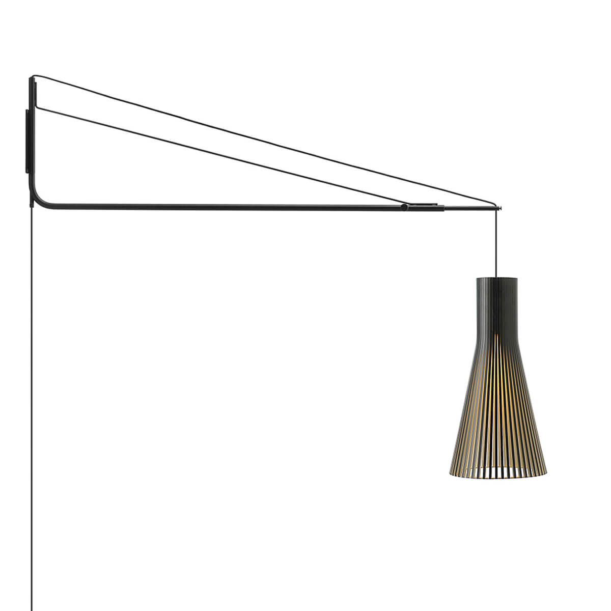 Secto Design Varsi 1000 Wandleuchte mit Secto 4200, schwarz, Schirm: schwarz laminiert