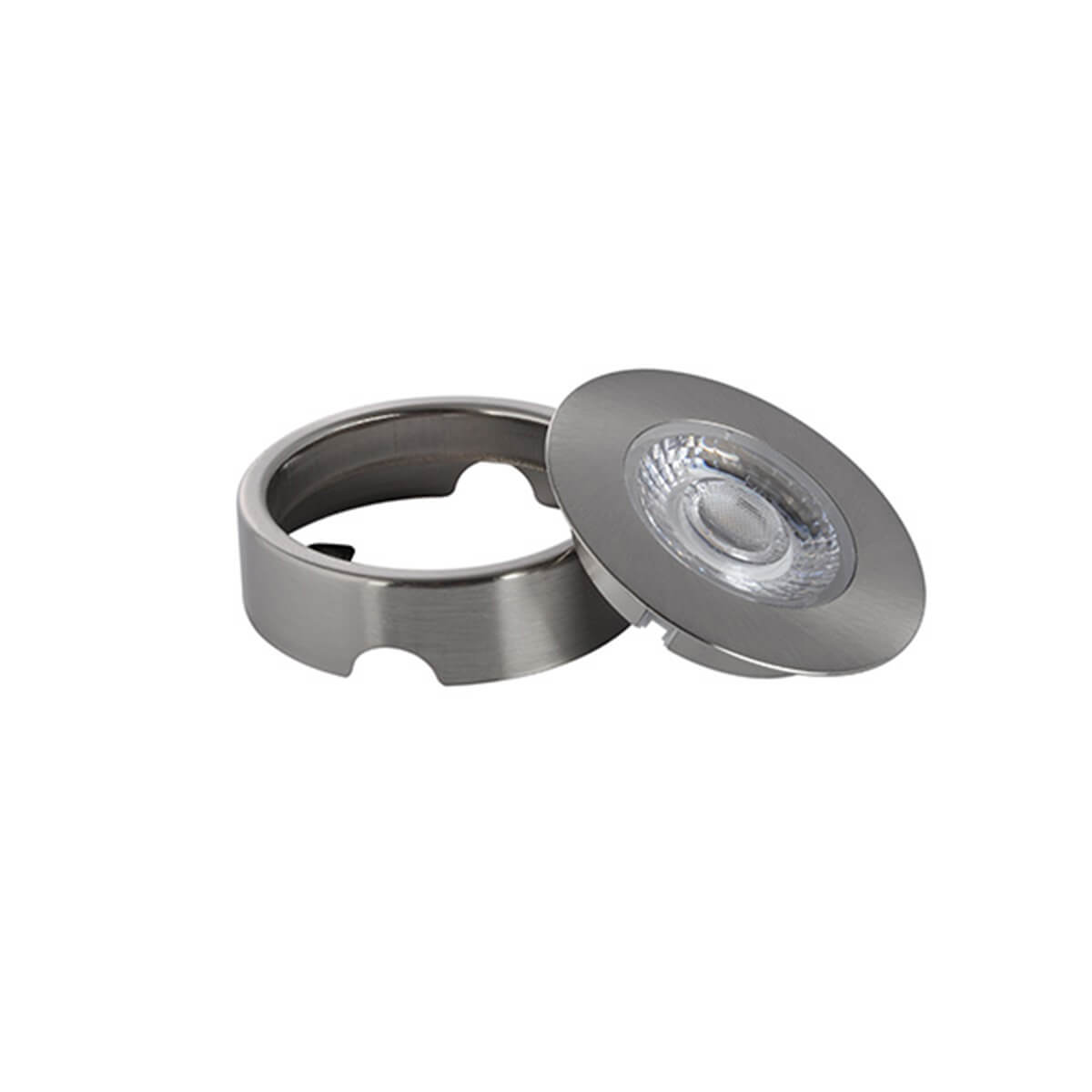 Interlight Cabiled Aufbauring, Chrom gebürstet, mit Cabiled Downlight LED Möbeleinbaustrahler (separat erhältlich)