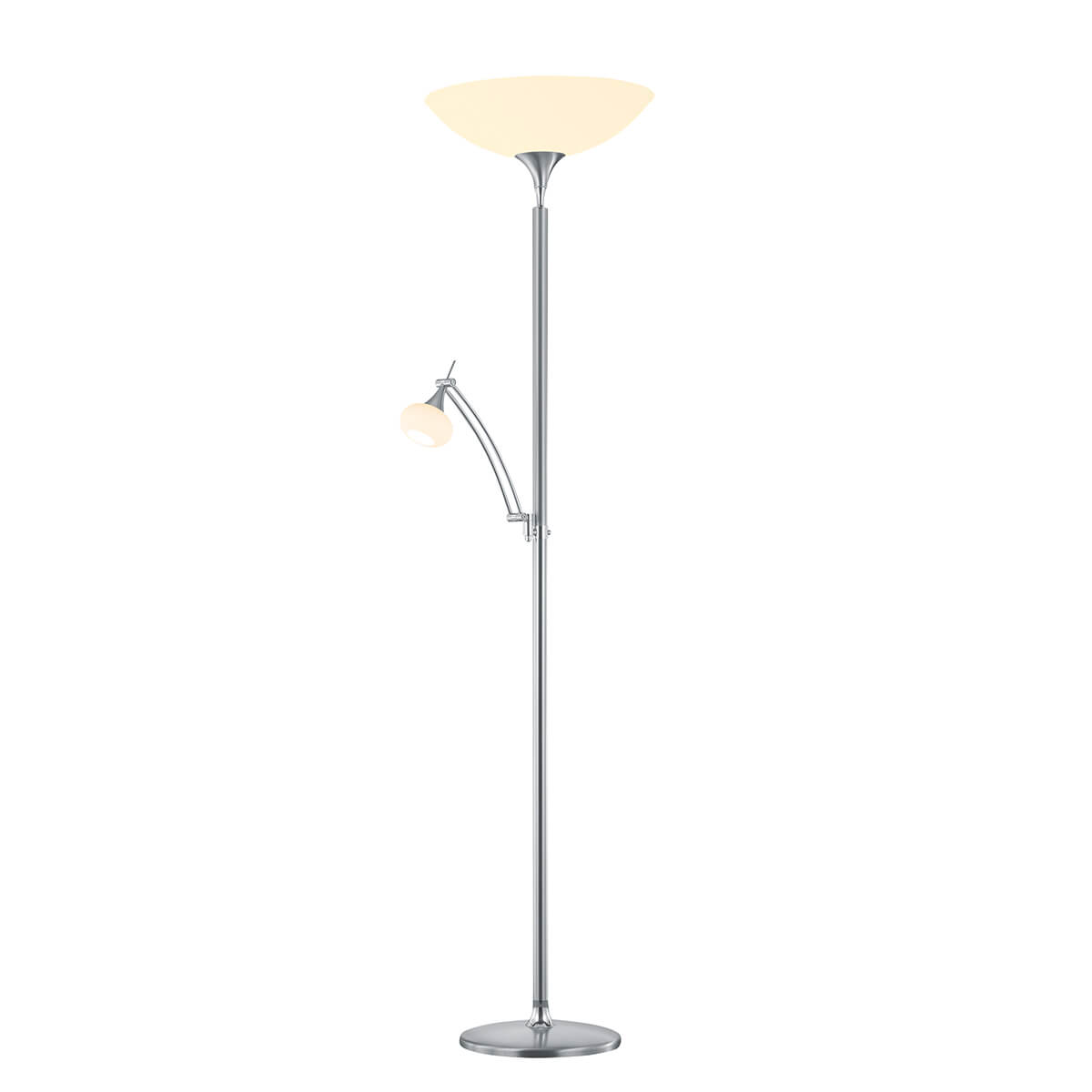 Bankamp Opera LED Stehleuchte mit Lesearm, Nickel matt / Chrom